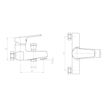 Aqualine ARETA 35 bateria wannowa ścienna chrom GH126