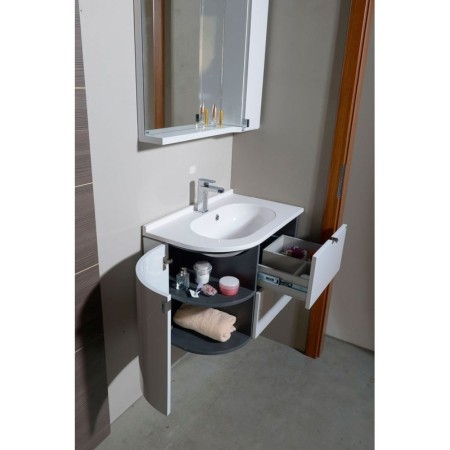 Sapho PULSE szafka umywalkowa 75x52x45 cm prawa biała/antracyt PU076-3034