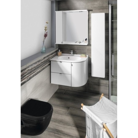 Sapho PULSE szafka z lustrem oświetlenie LED 75x80x17cm lewa biała/antracyt PU077-3034