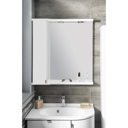 Sapho PULSE szafka z lustrem oświetlenie LED 75x80x17cm lewa biała/antracyt PU077-3034