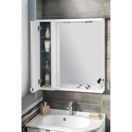 Sapho PULSE szafka z lustrem oświetlenie LED 75x80x17cm lewa biała/antracyt PU077-3034