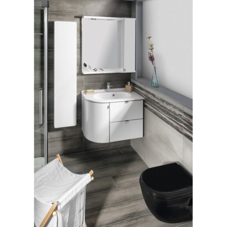 Sapho PULSE szafka z lustrem oświetlenie LED 75x80x17cm prawa biała/antracyt PU078-3034