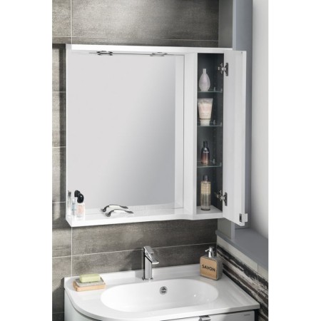 Sapho PULSE szafka z lustrem oświetlenie LED 75x80x17cm prawa biała/antracyt PU078-3034