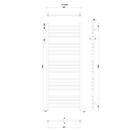 Sapho METRO grzejnik 600x1530mm chrom 0411-02