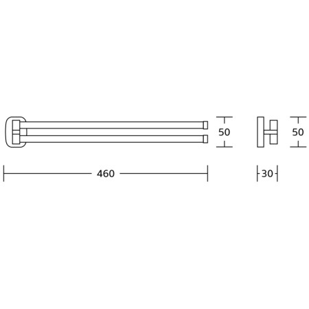 Aqualine RUMBA wieszak na ręczniki obrotowy podwójny 450mm RB121