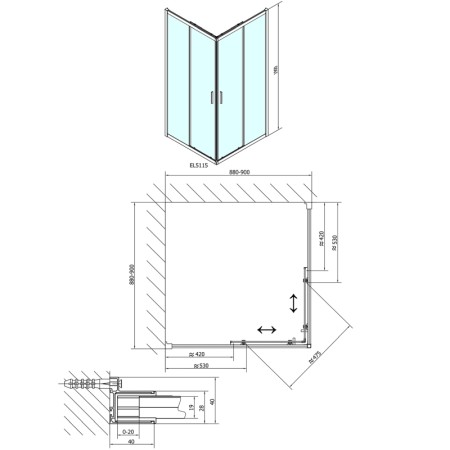 Polysan EASY LINE kabina prysznicowa 900x900mm szkło czyste EL5115