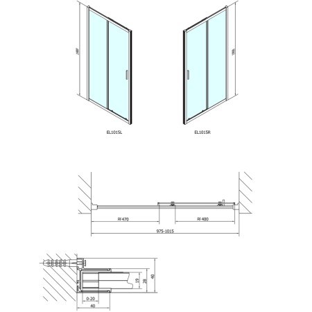 Polysan EASY LINE drzwi prysznicowe 1000mm szkło czyste EL1015