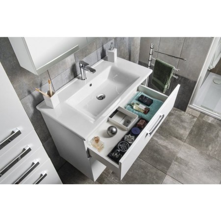 Aqualine VEGA szafka umywalkowa 82x67.6x43.6cm 2 szuflady biała VG083