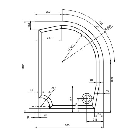 Gelco RIVA brodzik prysznicowy kompozytowy półokrągły 120x90 cm lewy GR12090L