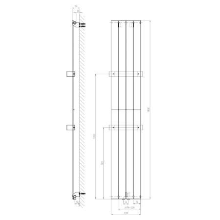 Sapho COLONNA grzejnik 298x1800mm srebro metalik IR143