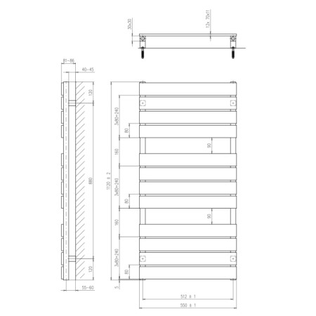 Sapho SANTINA grzejnik 1120x550mm srebro metaliczne IR212