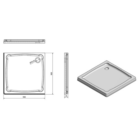 Gelco DIONA brodzik kompozytowy 90x90x7.5cm GD009