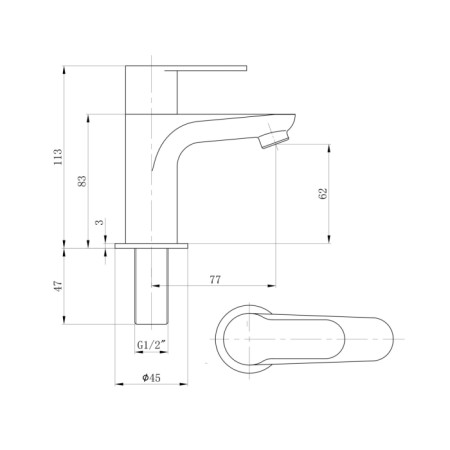 Sapho SMALL zawór umywalkowy 113mm chrom SM23