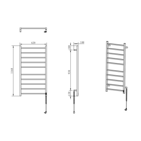 Sapho ESKINADO suszarka na ręczniki 1160x620 mm 120W stal nierdzewna ER430T