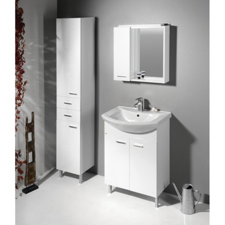 Aqualine ZOJA/KERAMIA FRESH szafka z lustremm i oświetleniem LED 60x60x14cm lewa biały 45021