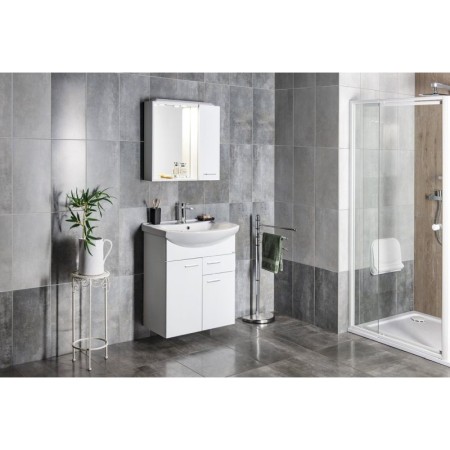 Aqualine ZOJA/KERAMIA FRESH szafka z lustrem i oświetleniem LED 60x60x14cm prawa biały 45022