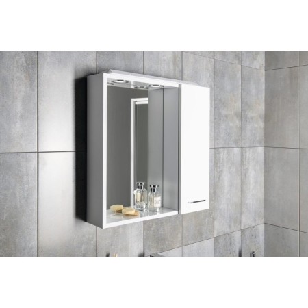 Aqualine ZOJA/KERAMIA FRESH szafka z lustrem i oświetleniem LED 60x60x14cm prawa biały 45022