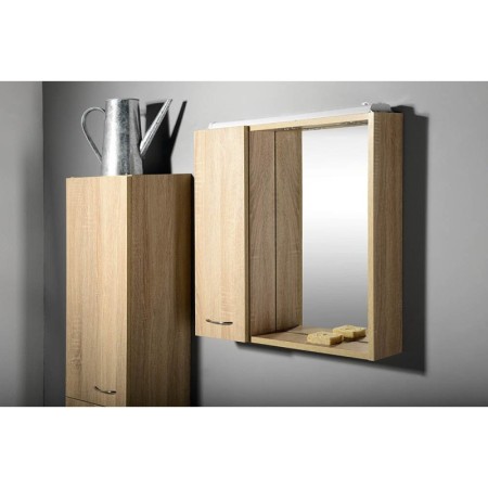 Aqualine ZOJA/KERAMIA FRESH szafka z lustrem i oświetleniem LED 60x60x14cm lewa dąb platin 45027