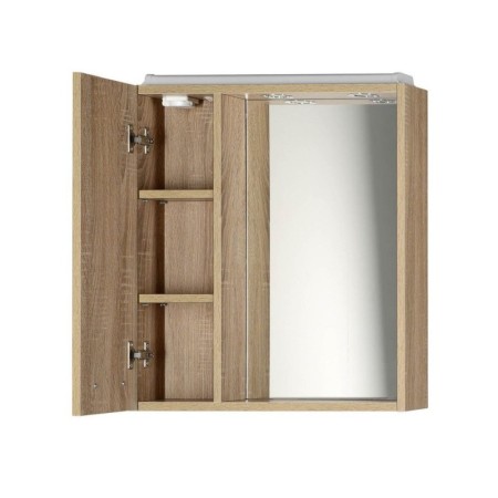 Aqualine ZOJA/KERAMIA FRESH szafka z lustrem i oświetleniem LED 60x60x14cm lewa dąb platin 45027
