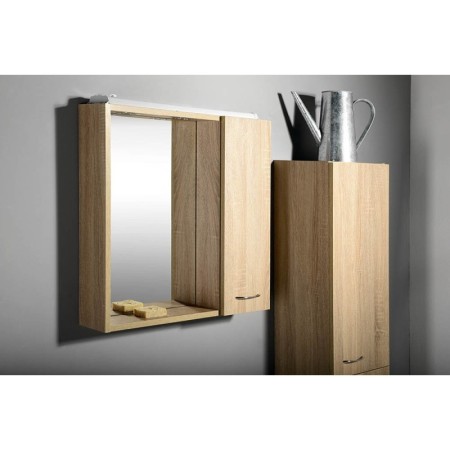Aqualine ZOJA/KERAMIA FRESH szafka z lustrem i oświetleniem LED 60x60x14cm prawa dąb platin 45028