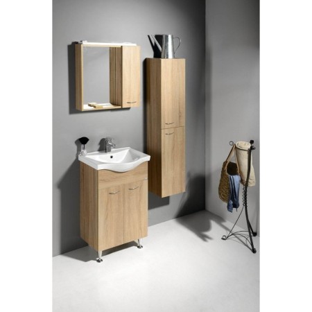 Aqualine ZOJA/KERAMIA FRESH szafka z lustrem i oświetleniem LED 60x60x14cm prawa dąb platin 45028