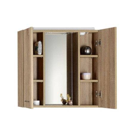 Aqualine ZOJA/KERAMIA FRESH szafka z lustrem i oświetleniem LED 70x60x14cm dąb platin 45029