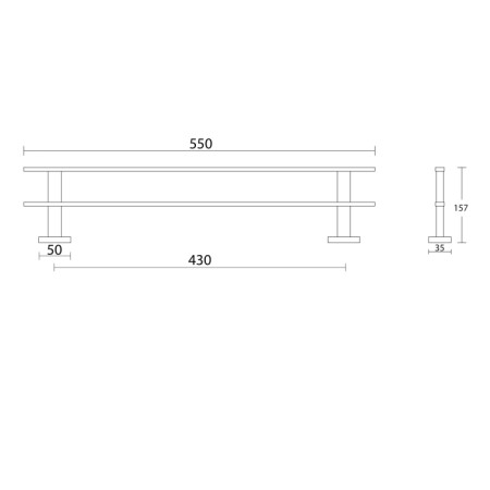 Wieszak na ręczniki 60cm podwójny Apollo chrom Aqualine