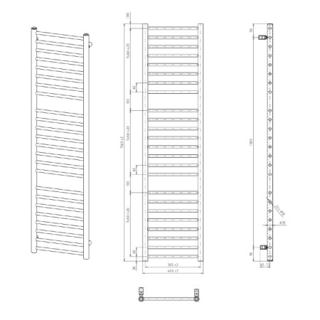 Sapho DINA grzejnik łazienkowy 400x1560mm srebrny metalik IR364