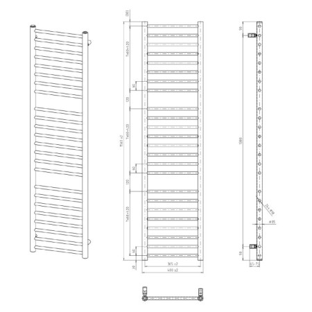 Sapho DINA grzejnik łazienkowy 400x1560mm antracyt metalik IR374