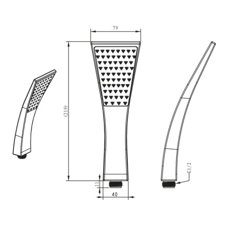 Sapho Słuchawka prysznicowa 219 mm ABS/chrom 1204-50