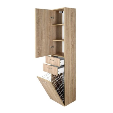 Aqualine ZOJA/KERAMIA FRESH szafka wysoka z koszem na bieliznę 35x184x29cm lewa dąb platin 51232