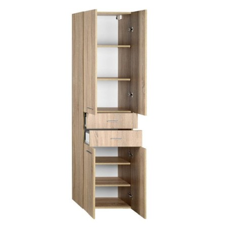 Aqualine ZOJA/KERAMIA FRESH szafka wysoka z szufladami 50x184x29cm dąb platin 51296