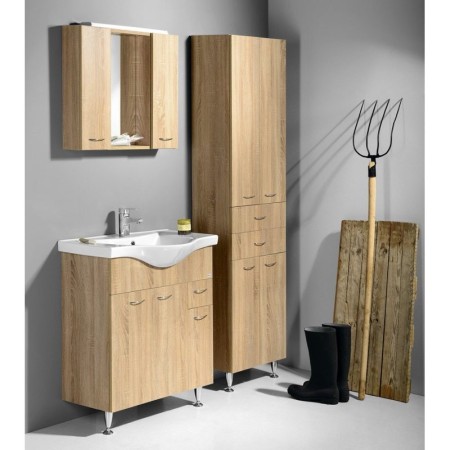 Aqualine ZOJA/KERAMIA FRESH szafka wysoka z szufladami 50x184x29cm dąb platin 51296