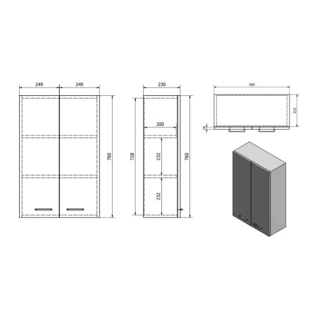 Aqualine ZOJA/KERAMIA FRESH szafka wisząca 50x76x23cm dąb platin 51304