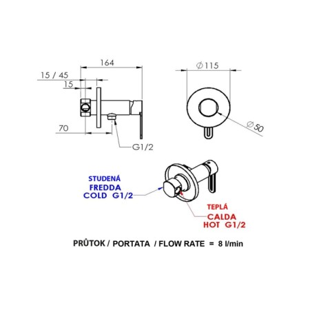 Sapho bateria bidetowa podtynkowa chrom 1103-07