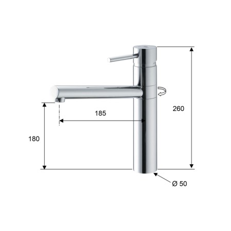 Sapho RHAPSODY bateria kuchenna wysokość 260 mm chrom 5577