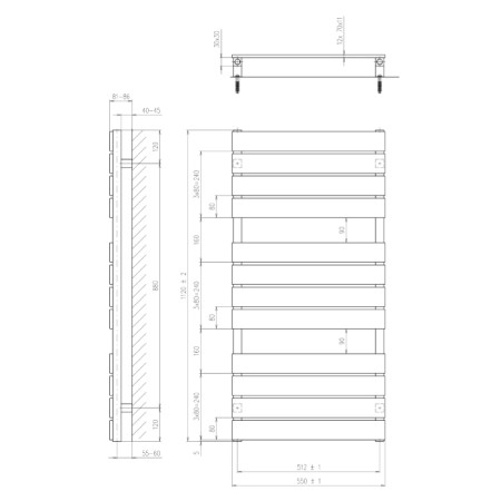 Sapho SANTINA grzejnik 1120x550mm Mocca metaliczny IR217