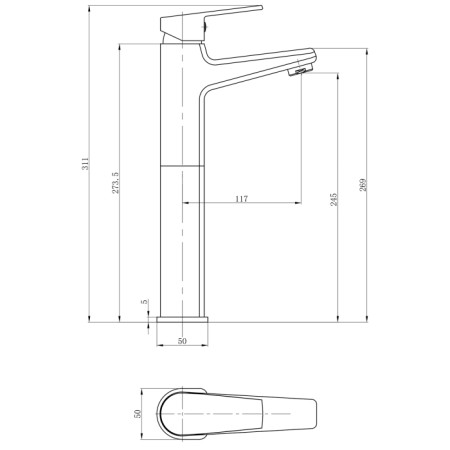 Aqualine ARETA 35 bateria umywalkowa wysoka chrom GH659