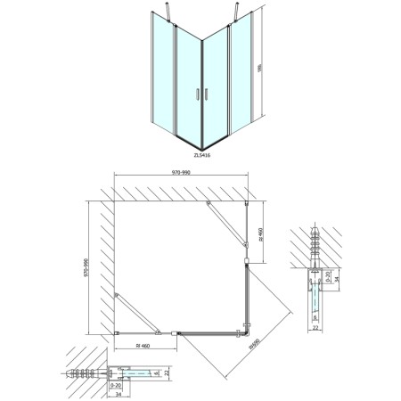 Polysan ZOOM LINE kabina prysznicowa 1000x1000mm szkło czyste ZL5416