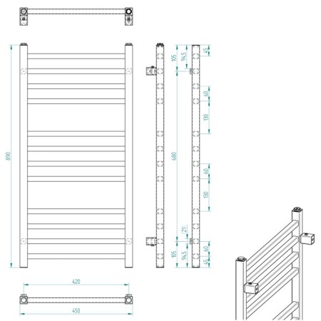 Sapho METRO grzejnik łazienkowy 450x890 mm antracyt metalik IR400