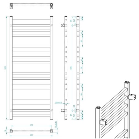 Sapho METRO grzejnik łazienkowy 500x1200 mm antracyt metalik IR410