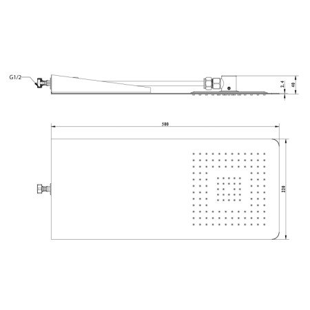 Sapho SLIM deszczownia ścienna 220x500x24mm stal nierdzewna polerowana MS733