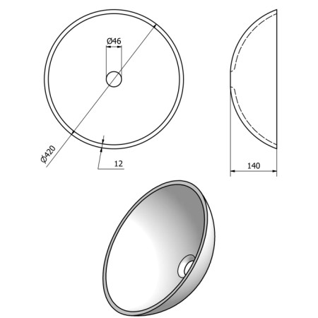 Sapho RIPPLE umywalka szklana średnica 42 cm 2501-18