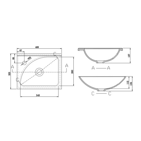 Aqualine Umywalka meblowa kompozyt 40x32 cm biała LM408