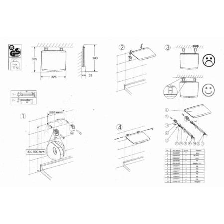 Gelco Siedzisko przysznicowe składane 325x325 cm białe GS120W