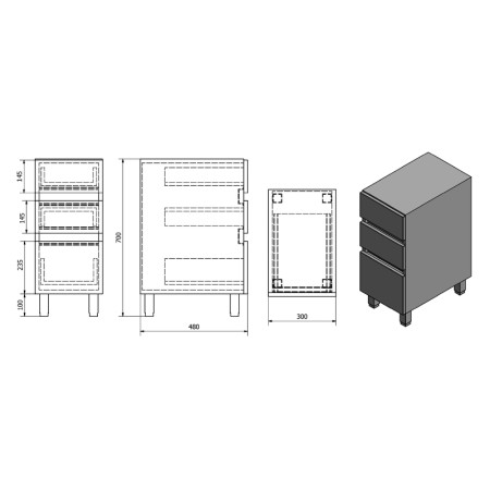 Sapho AVICE szafka dolna 3 szuflady 30x70.5x48cm biały AV062-3030