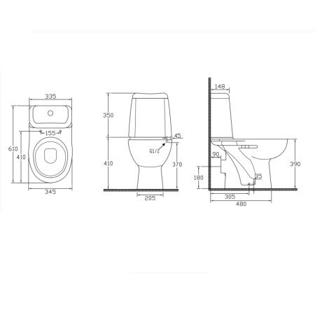 Aqualine RIGA kompakt WC przycisk 3/6l odpływ poziomy biały RG601