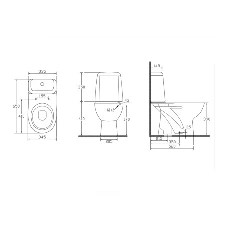 Aqualine RIGA kompakt WC przycisk 3/6l odpływ pionowy biały RG801