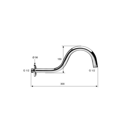 Sapho Ramię deszczowni 300mm chrom kształt S BR551