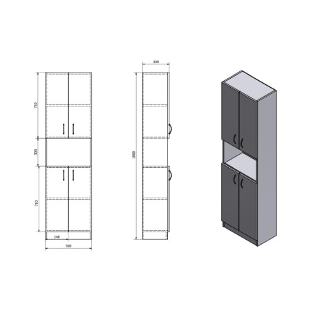 Aqualine SIMPLEX ECO szafka wysoka 50x180x30cm SIME520
